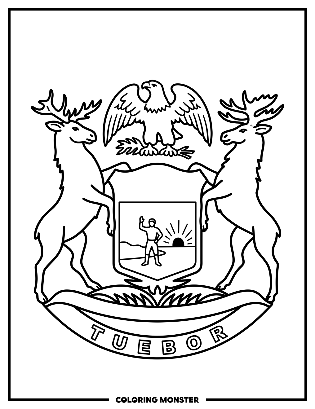 Michigan State Flag Coloring Page