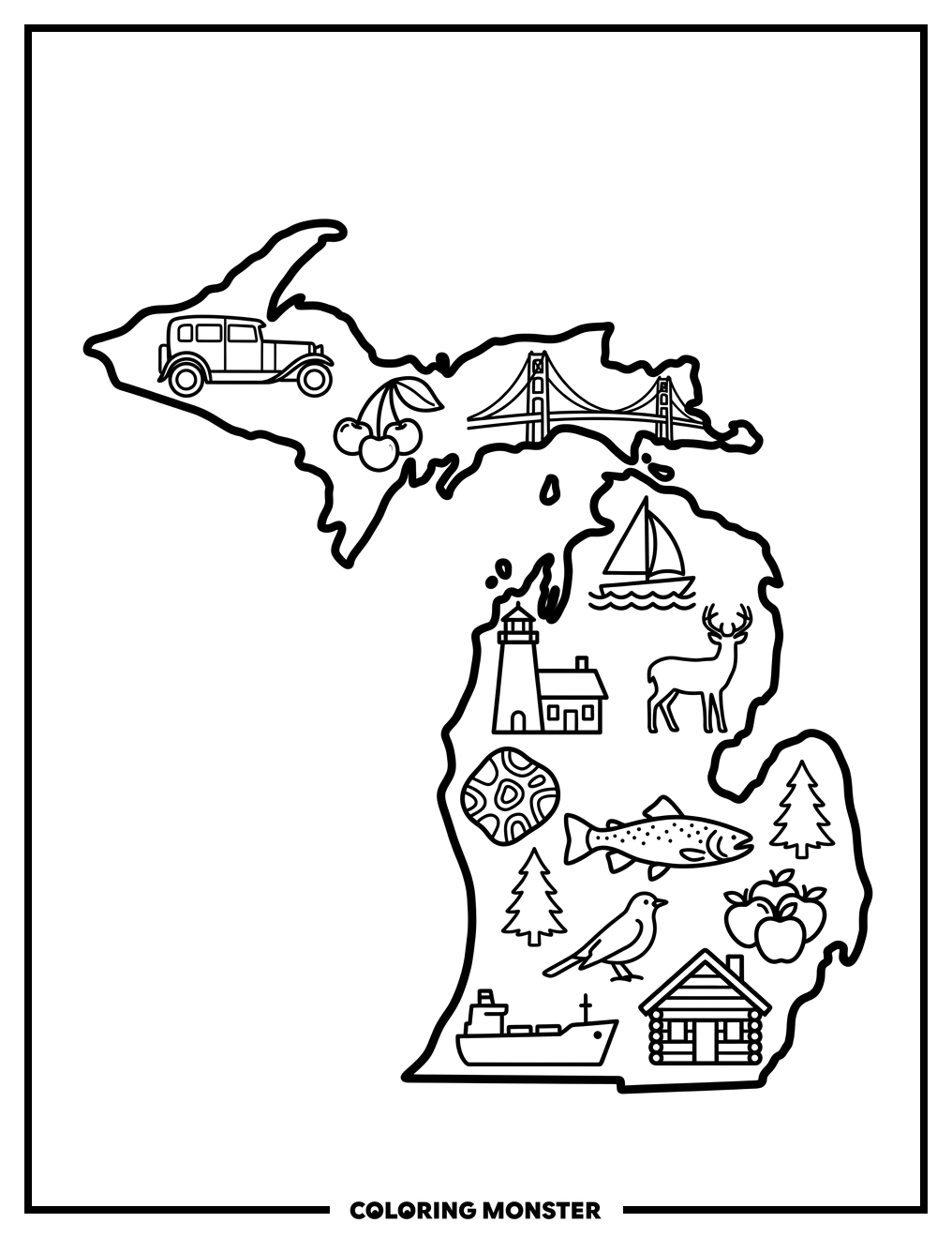 Michigan State Landmarks Coloring Page