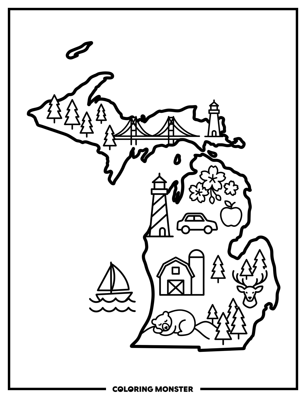 Michigan State Outline Coloring Page