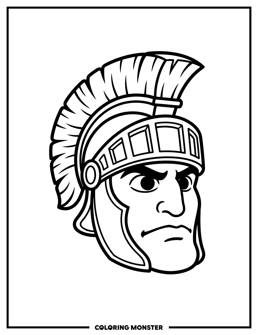 Michigan State Spartan Mascot Head Coloring Page