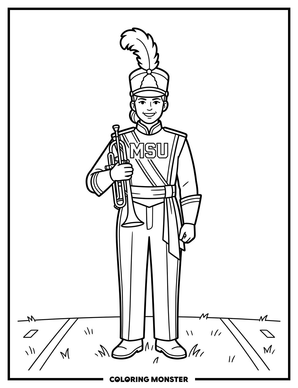 Michigan State University Marching Band Trumpeter Coloring Page