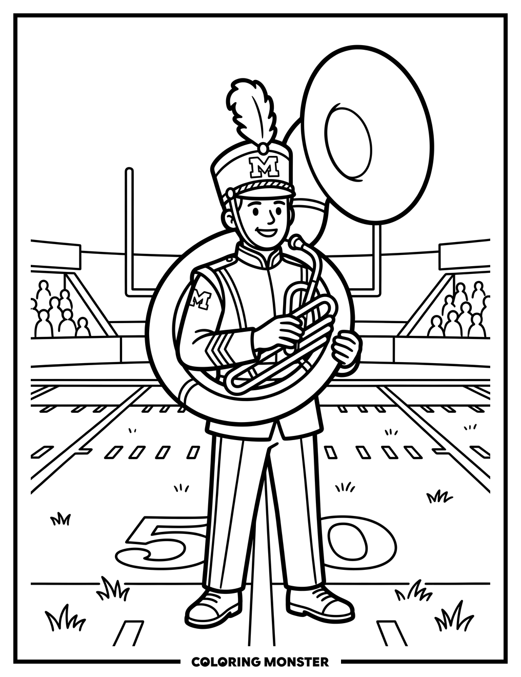 Michigan Wolverines Band Member Coloring Page