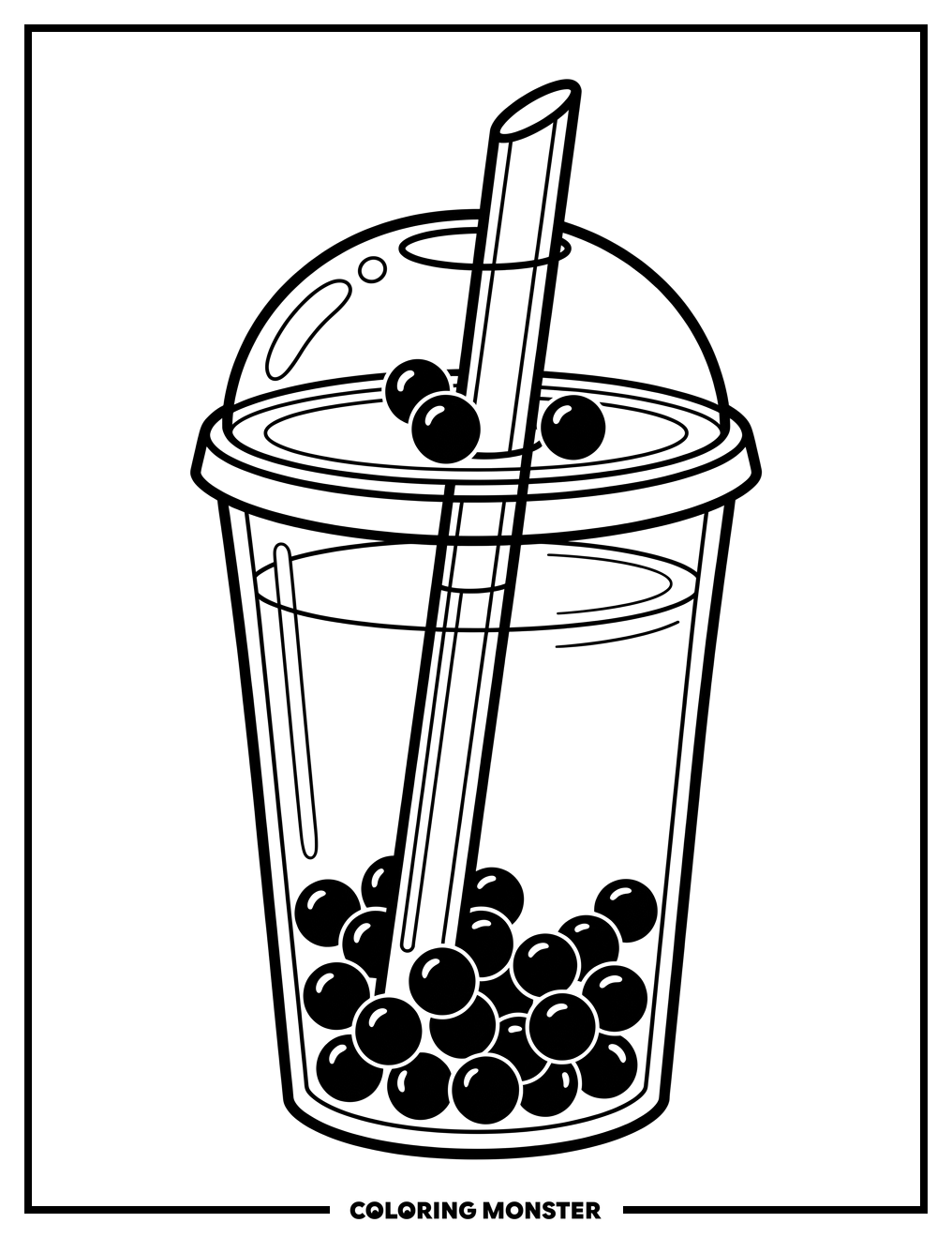 Milk Tea with Tapioca Pearls Coloring Page
