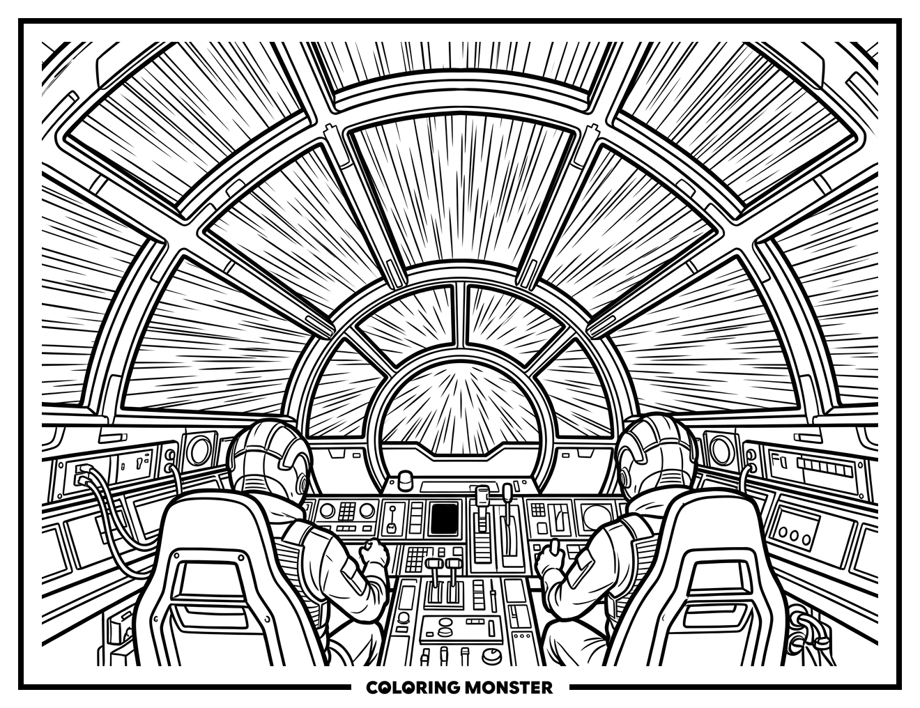 Millennium Falcon Entering Hyperspace Coloring Page