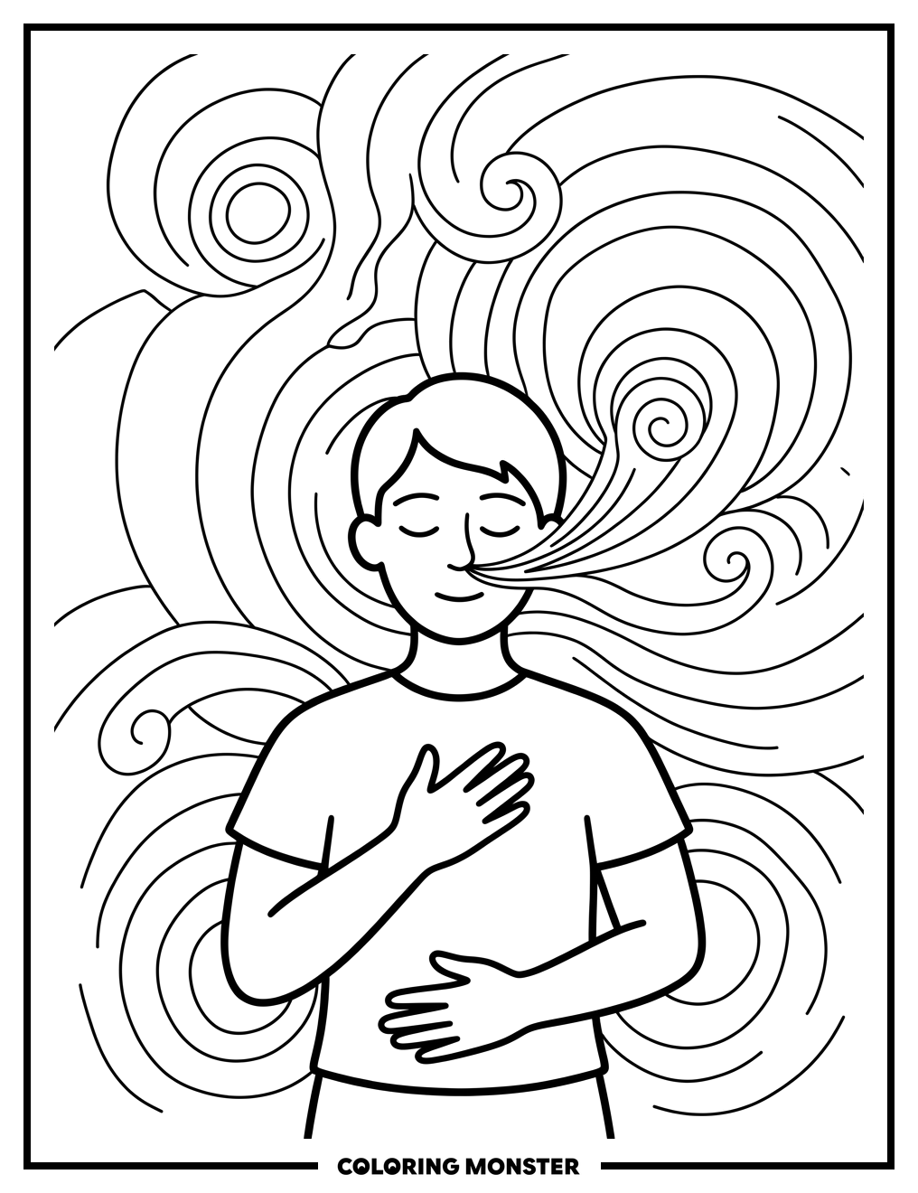 Mindful Breath Meditation Coloring Page
