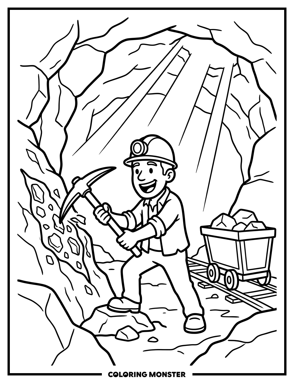 Miner Finding Gold Coloring Page