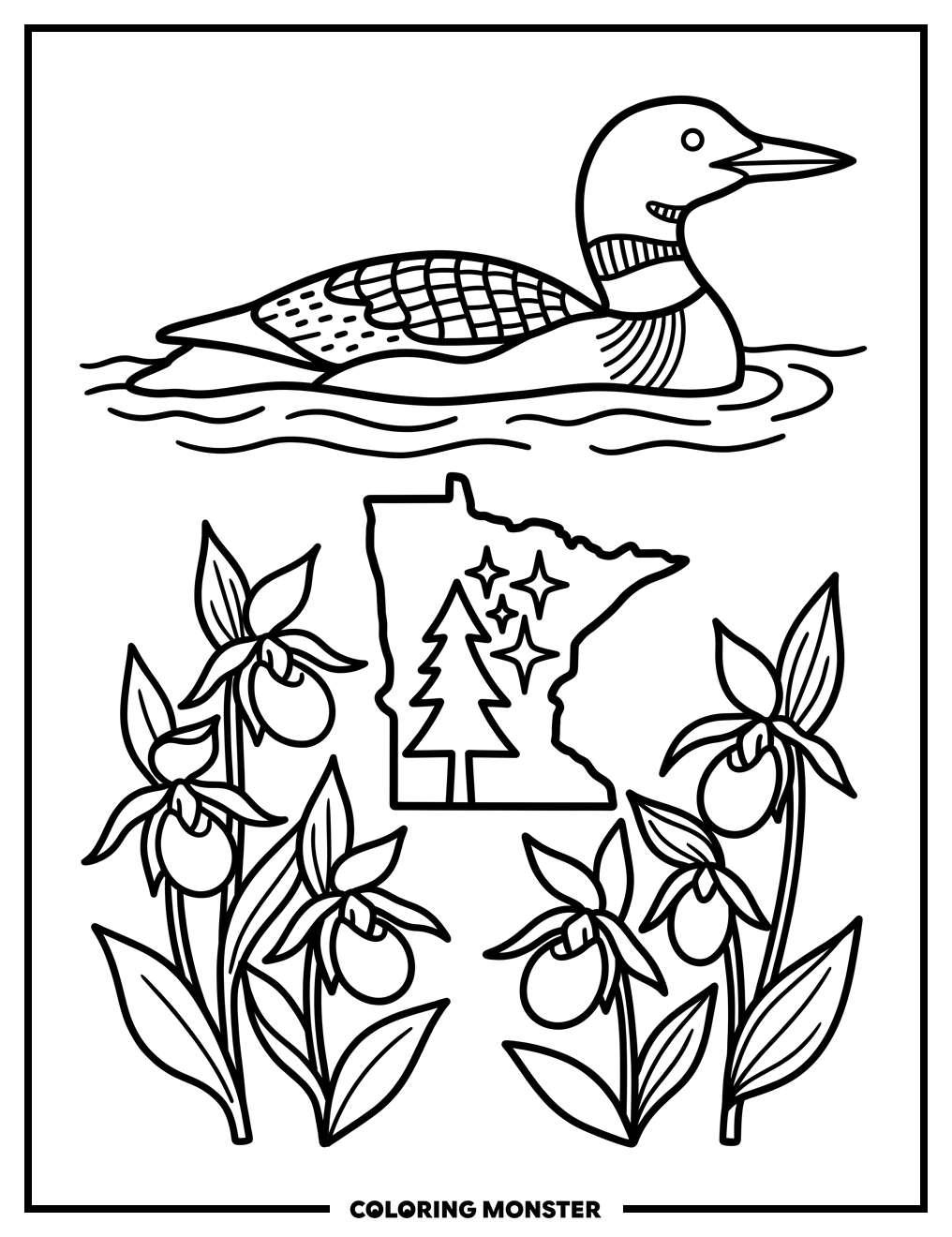 Minnesota Symbols Collection Coloring Page