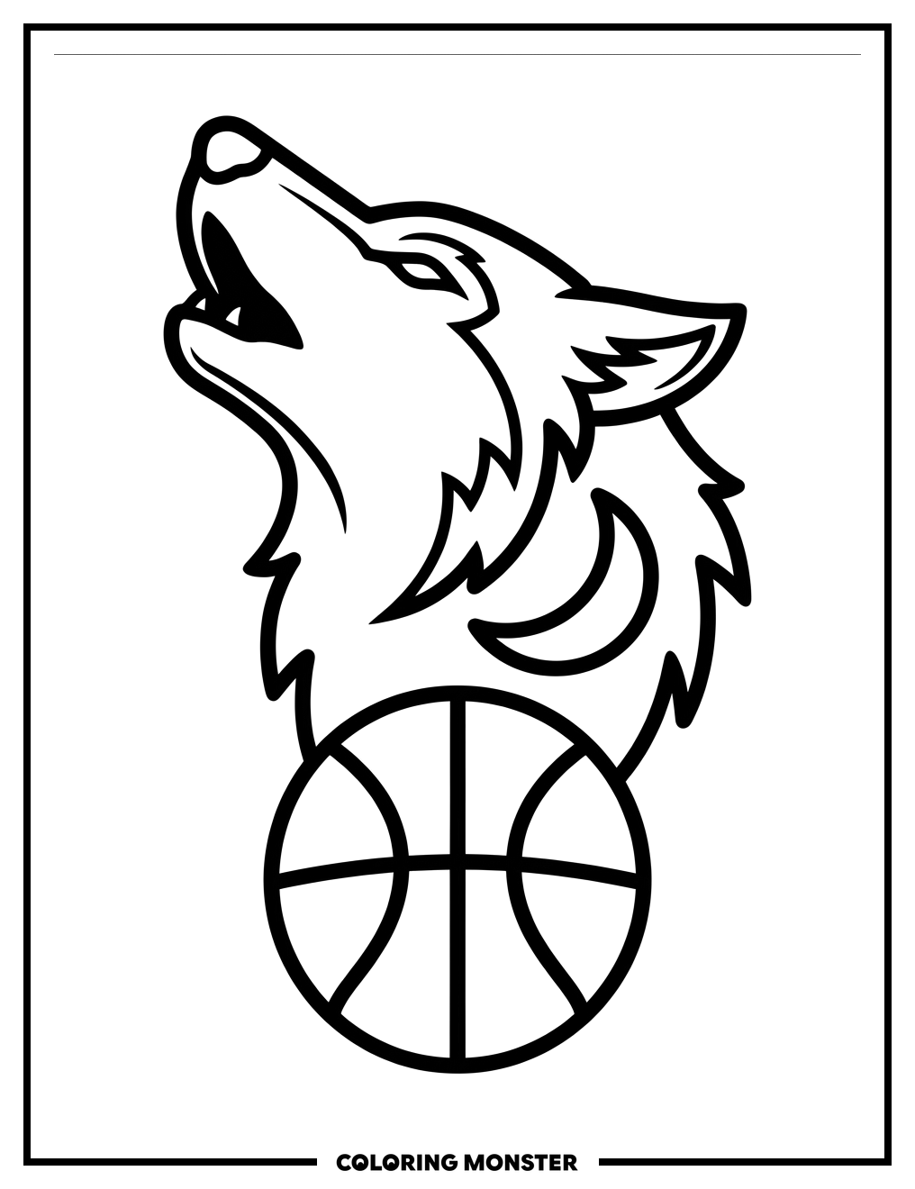 Minnesota Timberwolves Logo and Basketball Coloring Page