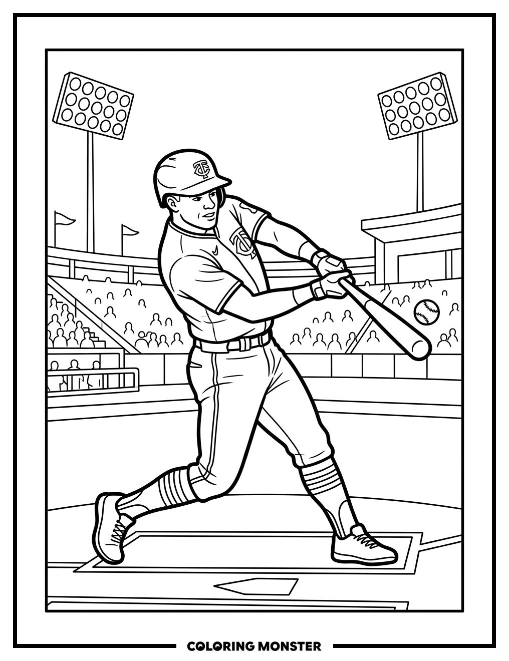 Minnesota Twins Baseball Player Swinging Coloring Page