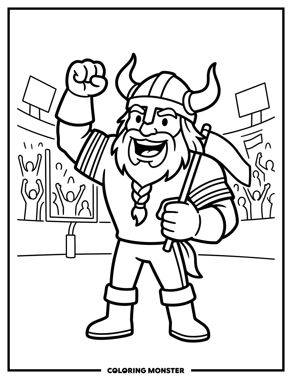 Minnesota Viking Mascot Celebrates Coloring Page