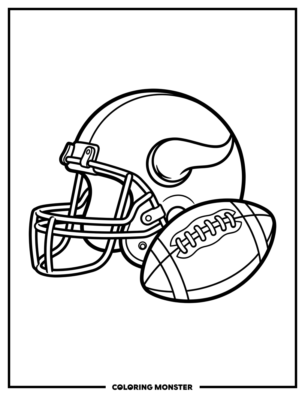 Minnesota Vikings Football Helmet and Ball Coloring Page