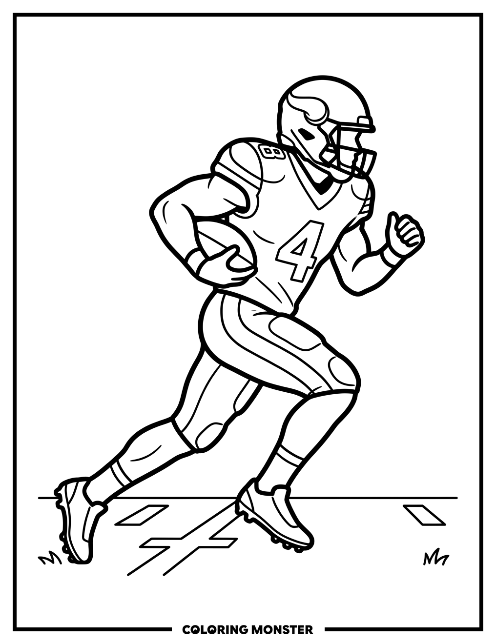 Minnesota Vikings Player Running Coloring Page
