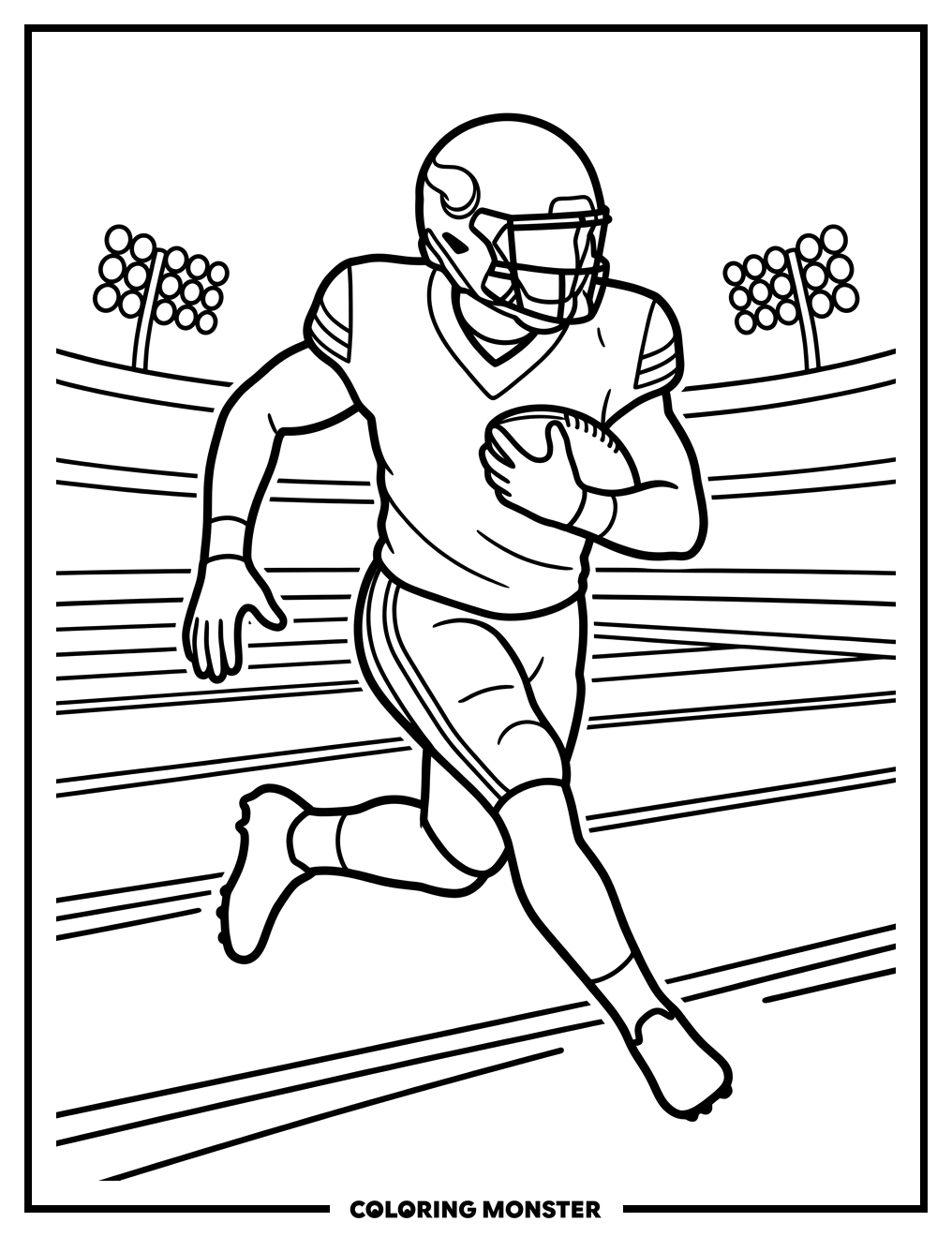 Minnesota Vikings Player Running With Football Coloring Page