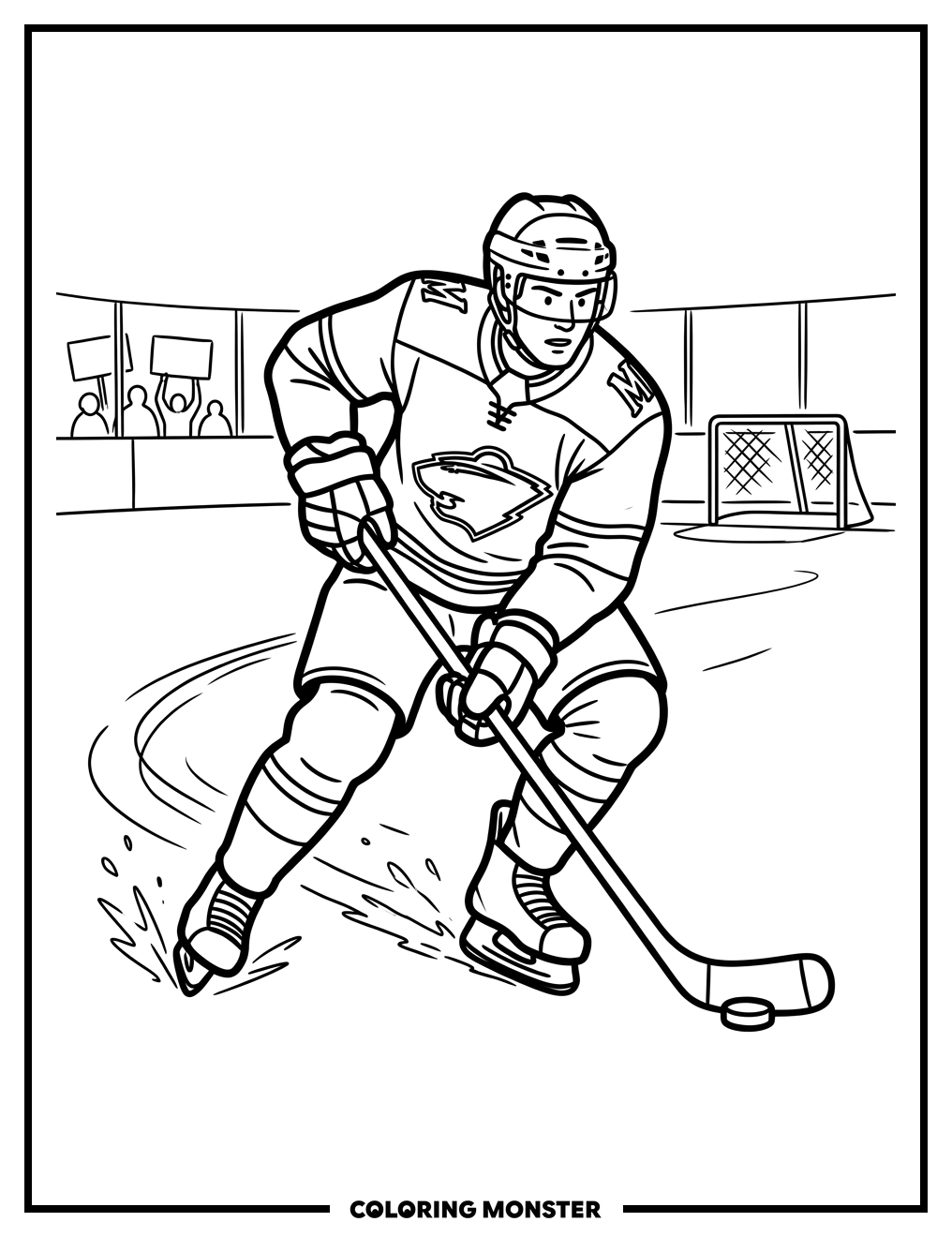 Minnesota Wild Hockey Player Skates Coloring Page