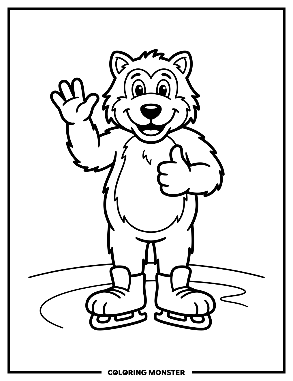 Minnesota Wild Mascot Cheering Coloring Page