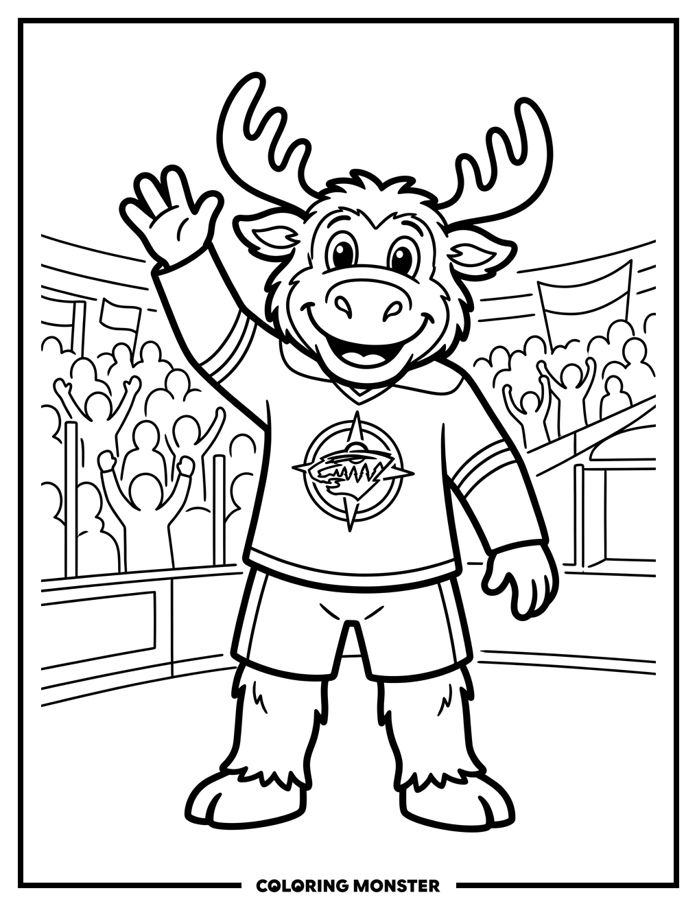 Minnesota Wild Mascot Waving Coloring Page