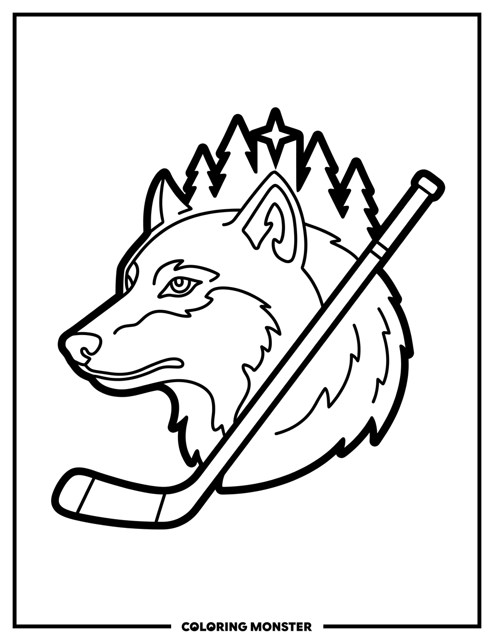 Minnesota Wild Wolf Logo Coloring Page