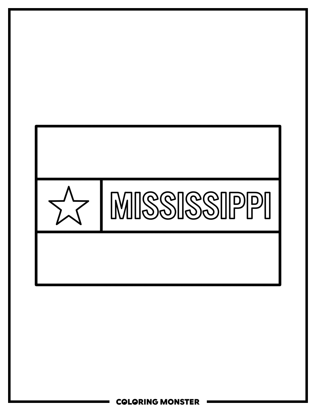 Mississippi State Flag Coloring Page