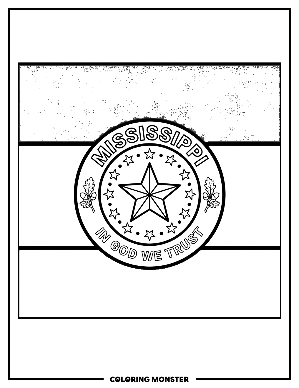 Mississippi State Flag Coloring Page