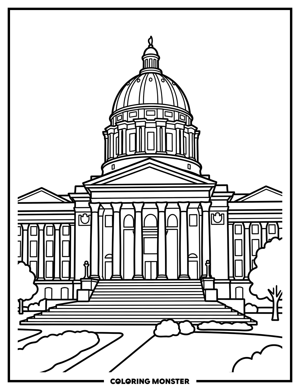 Missouri State Capitol Building Coloring Page