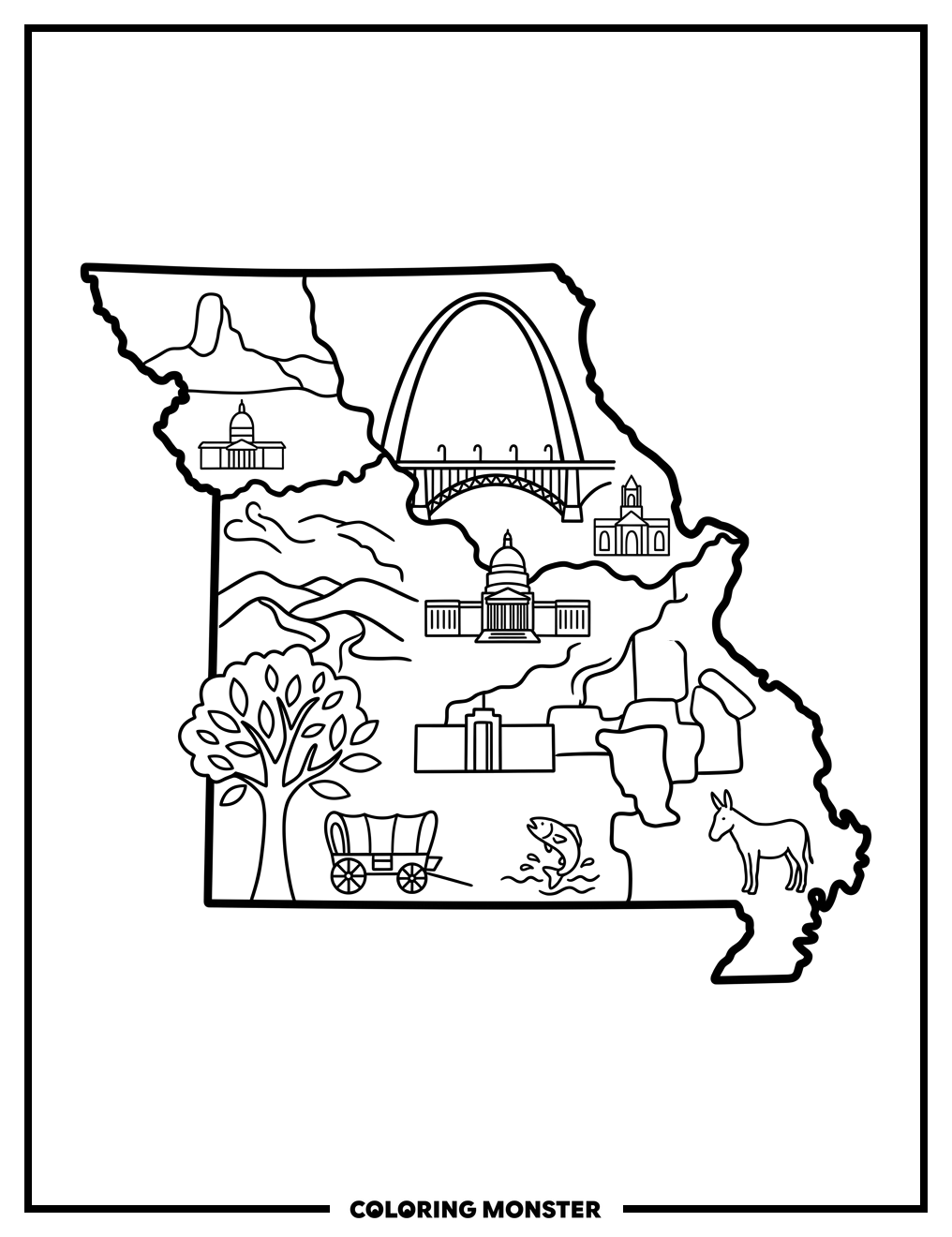 Missouri State Outline Coloring Page