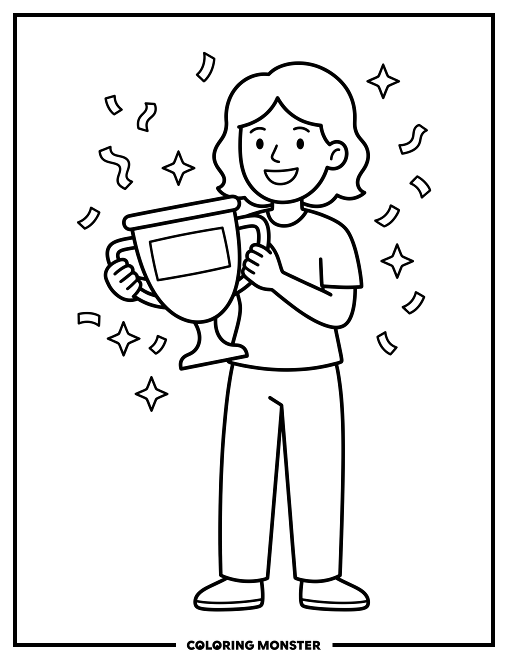 Mom Holding Trophy Coloring Page