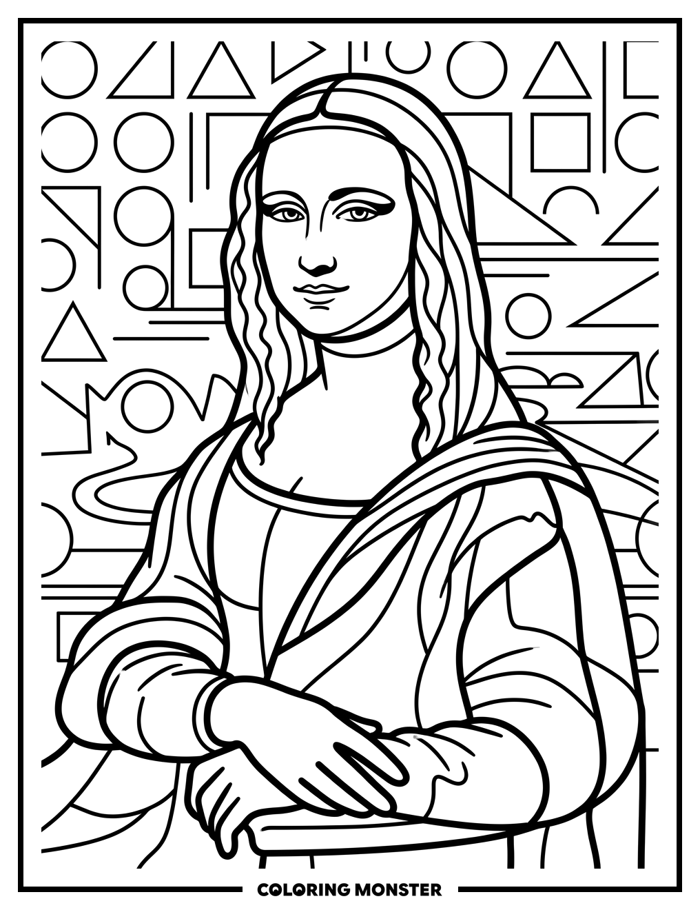 Mona Lisa Pop Art Portrait Coloring Page