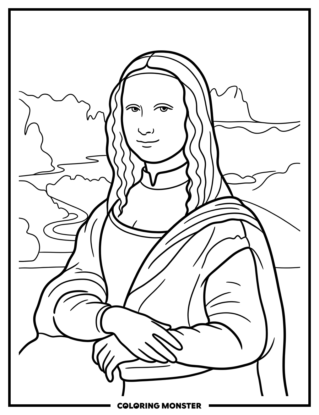 Mona Lisa Portrait Coloring Page