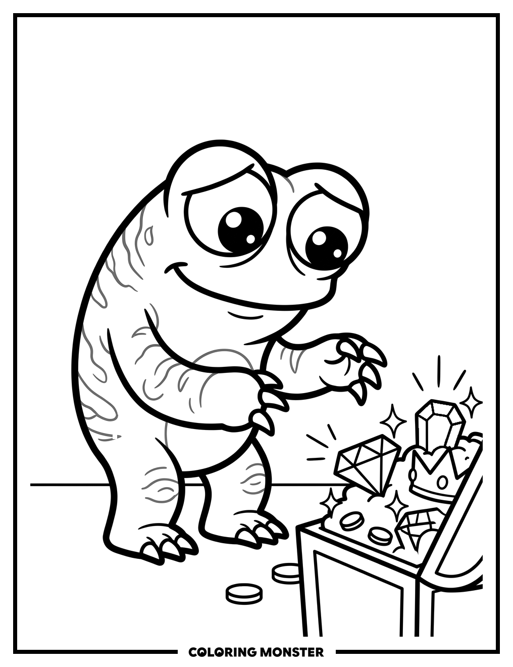 Monster Covets Treasure Coloring Page