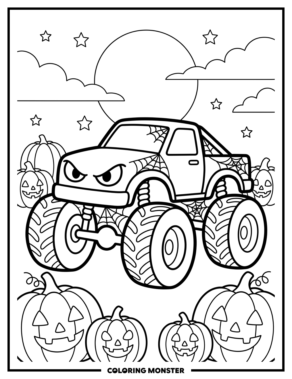 Monster Truck Halloween Coloring Page