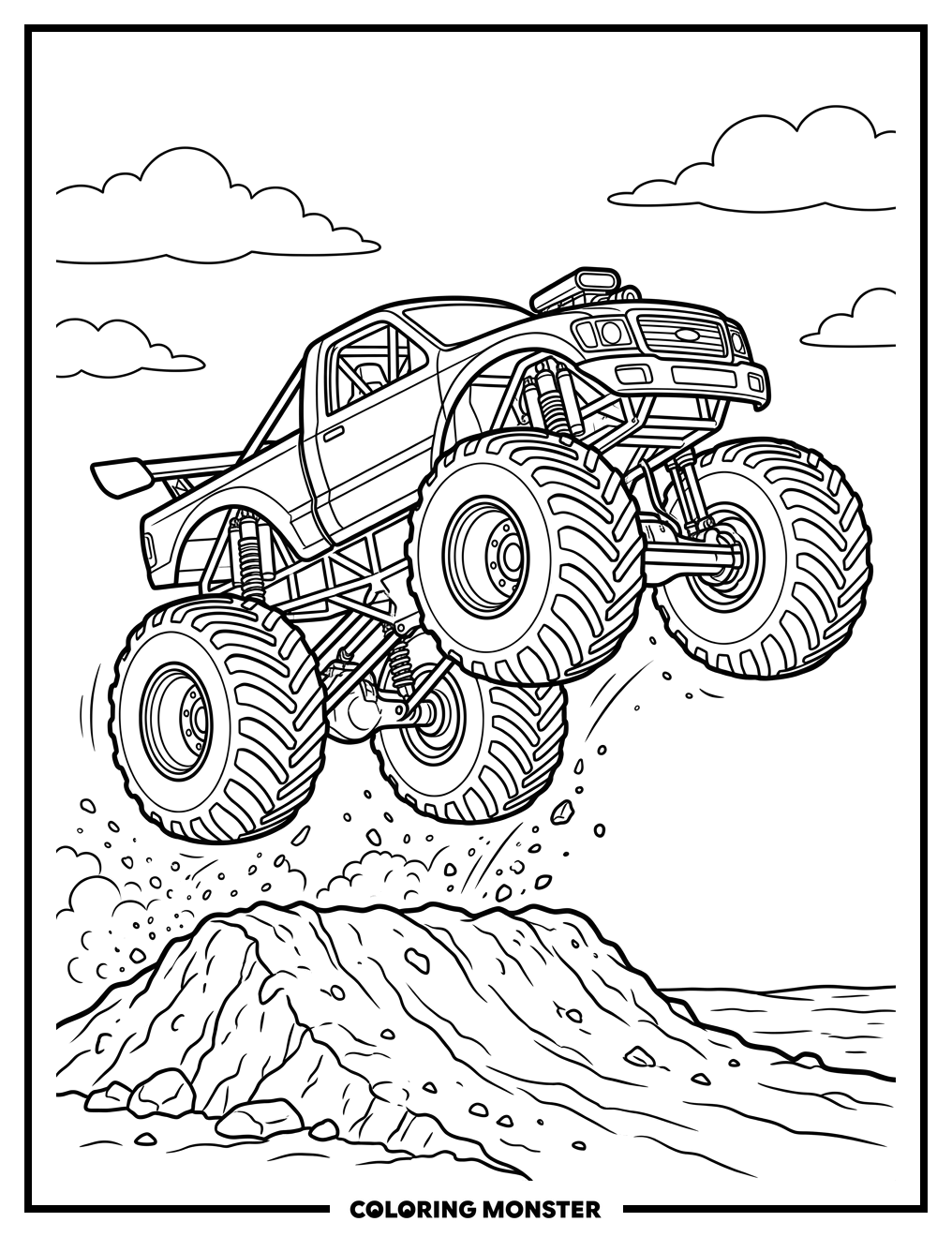 Monster Truck Jump Coloring Page