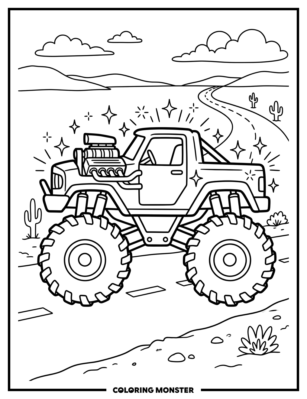 Monster Truck Ready to Race Coloring Page