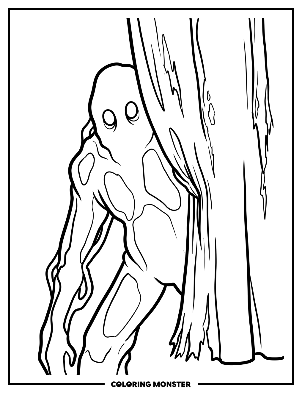 Monstrous Shadow with Glowing Eyes Coloring Page