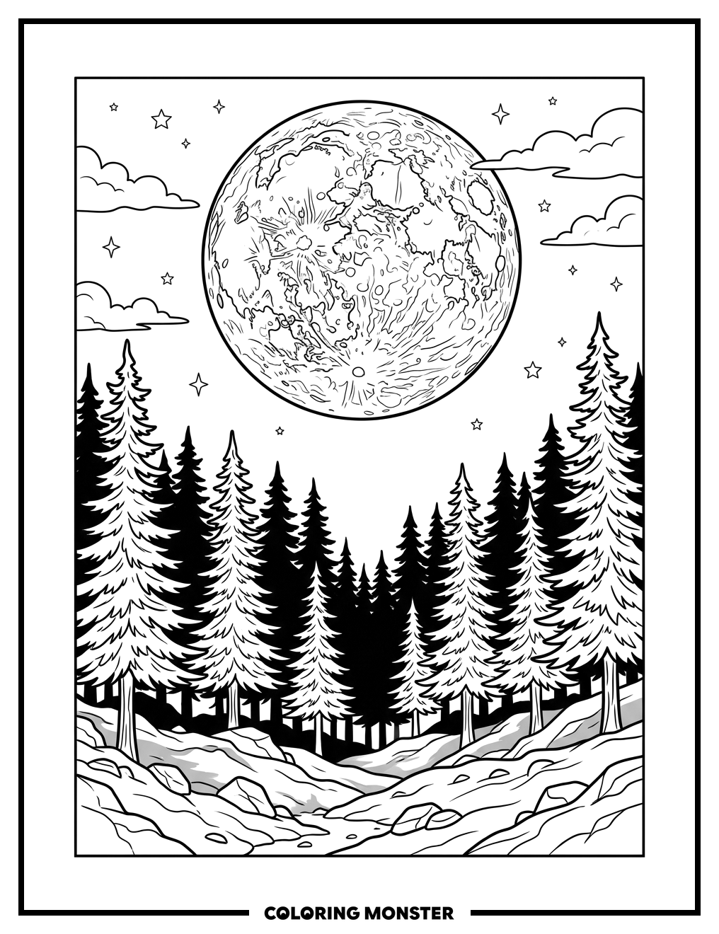 Moonlit Forest Scene