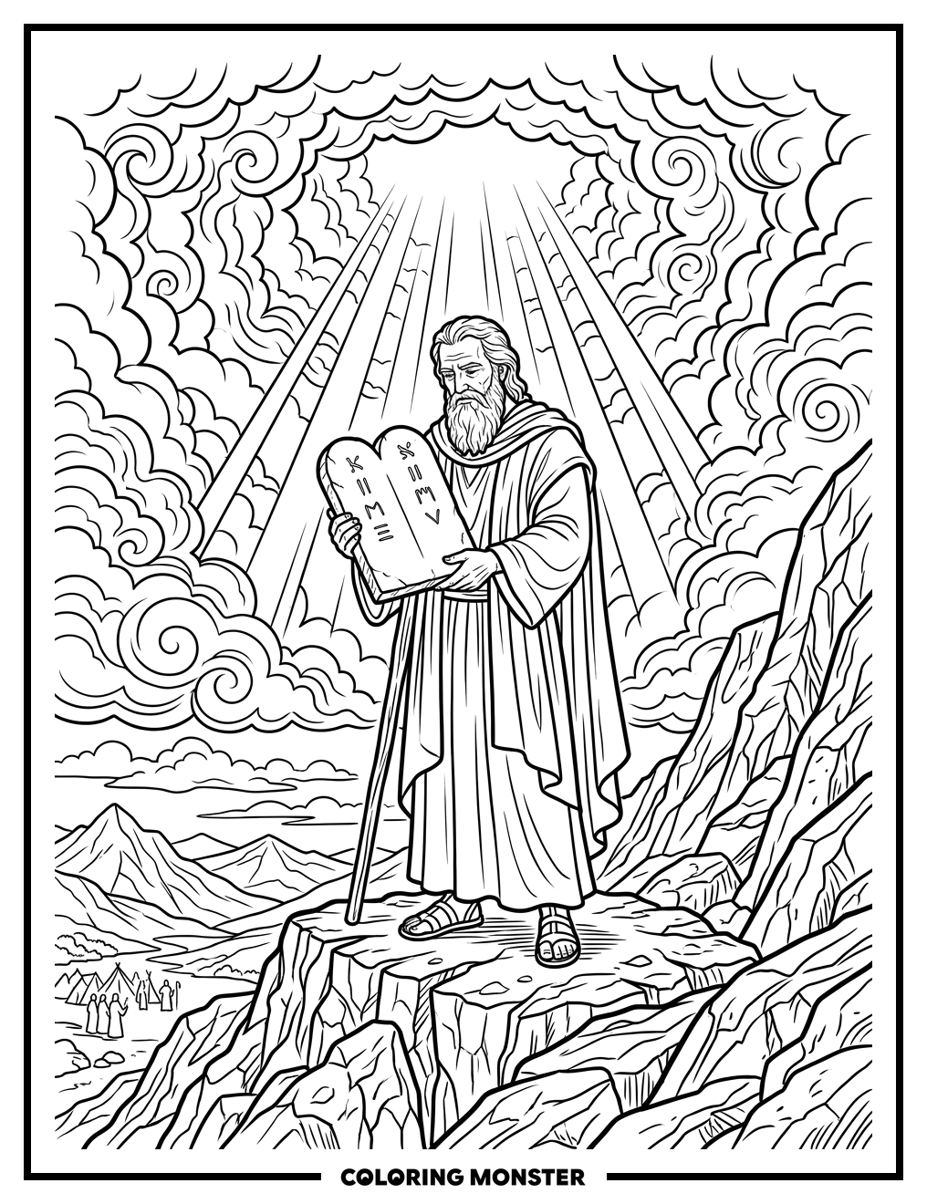 Moses on Mount Sinai Coloring Page