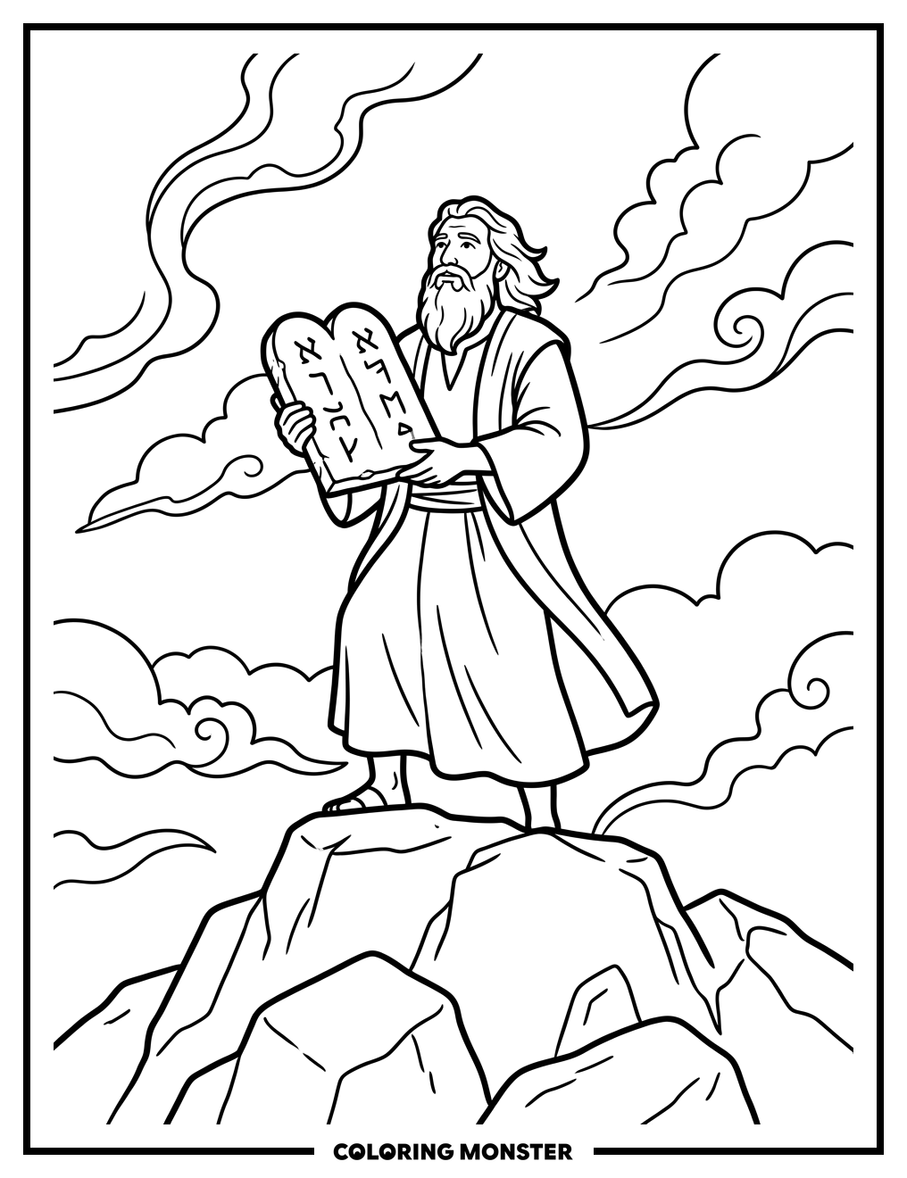 Moses on Mount Sinai Coloring Page