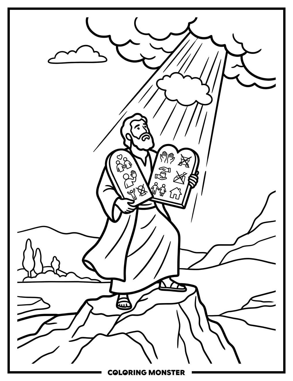 Moses With The Ten Commandments Coloring Page