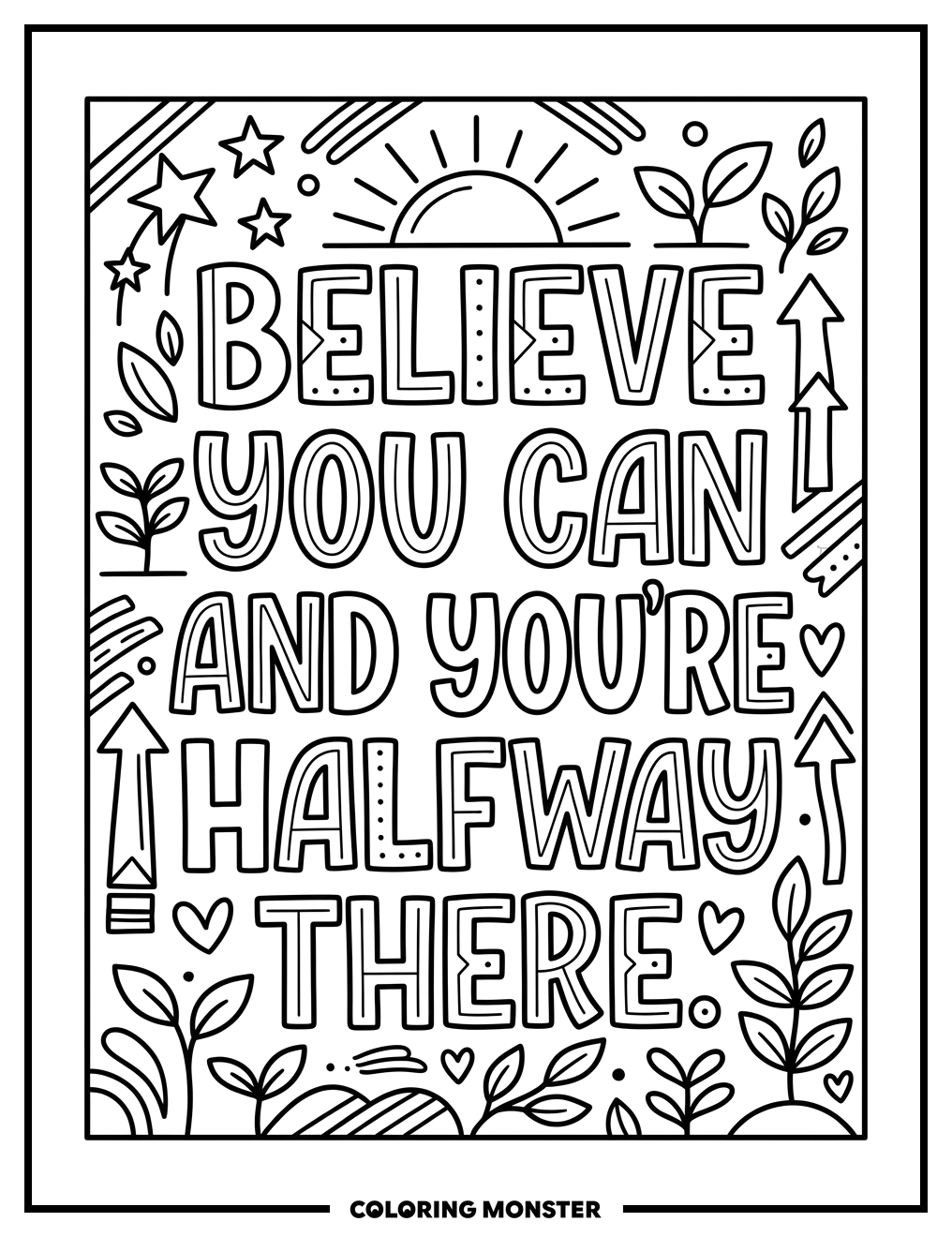 Motivational Quote Art Coloring Page