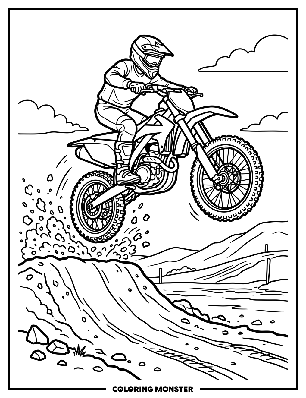 Motocross Bike Jumps Ramp Coloring Page