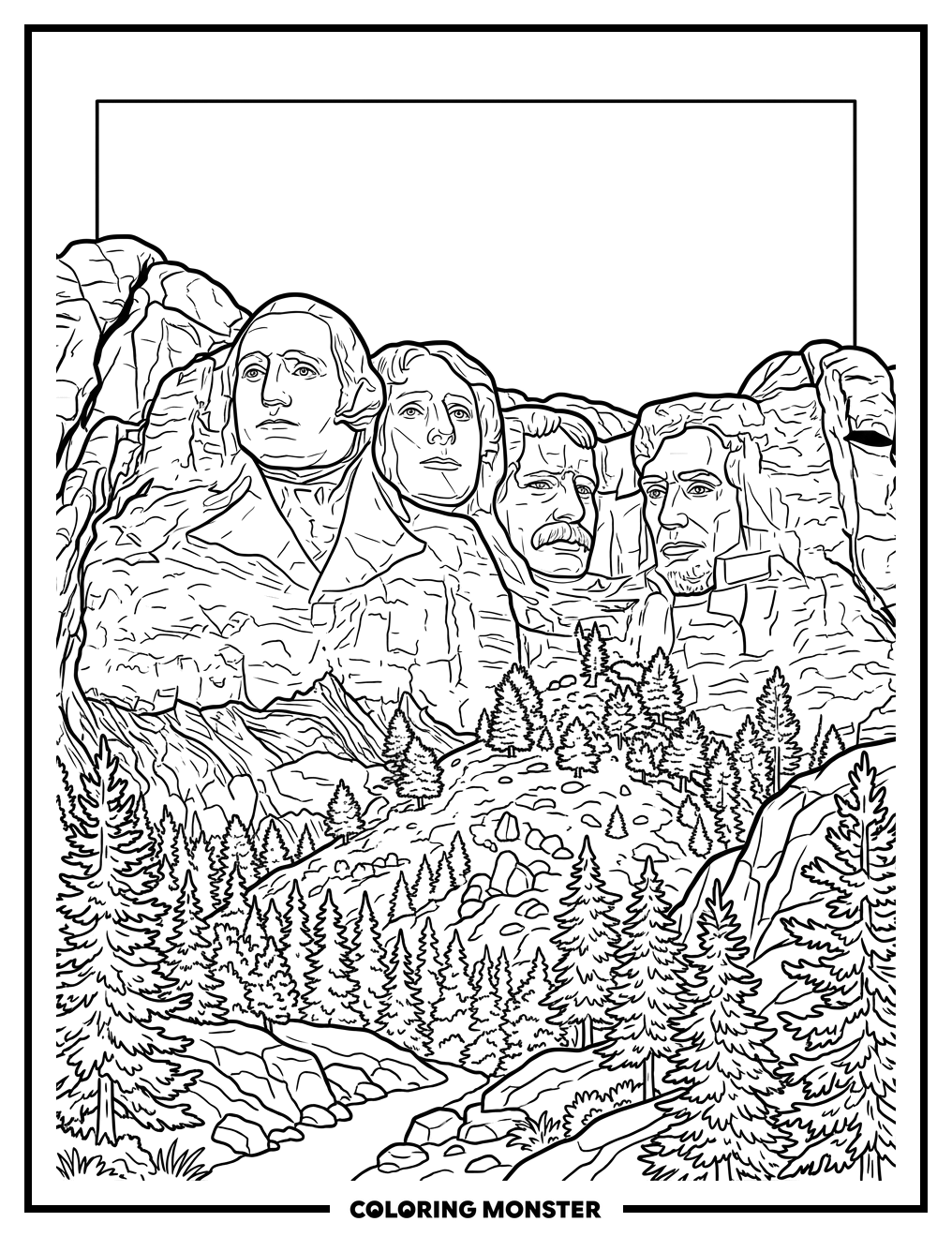 Mount Rushmore National Memorial Coloring Page