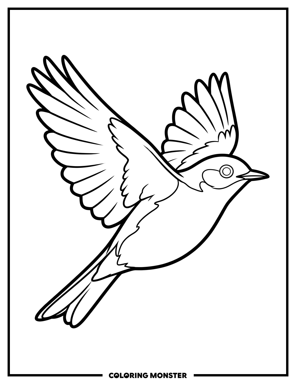 Mountain Bluebird In Flight Coloring Page