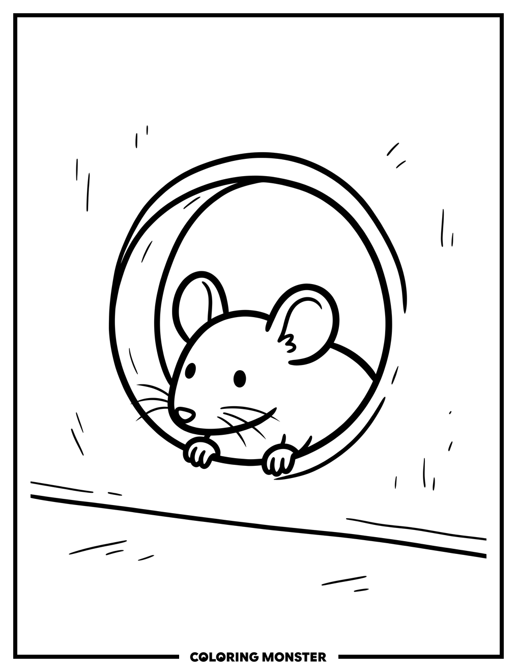 Mouse Peeking From Hole Coloring Page