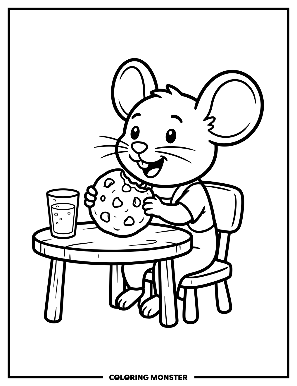 Mouse With Cookie Coloring Page
