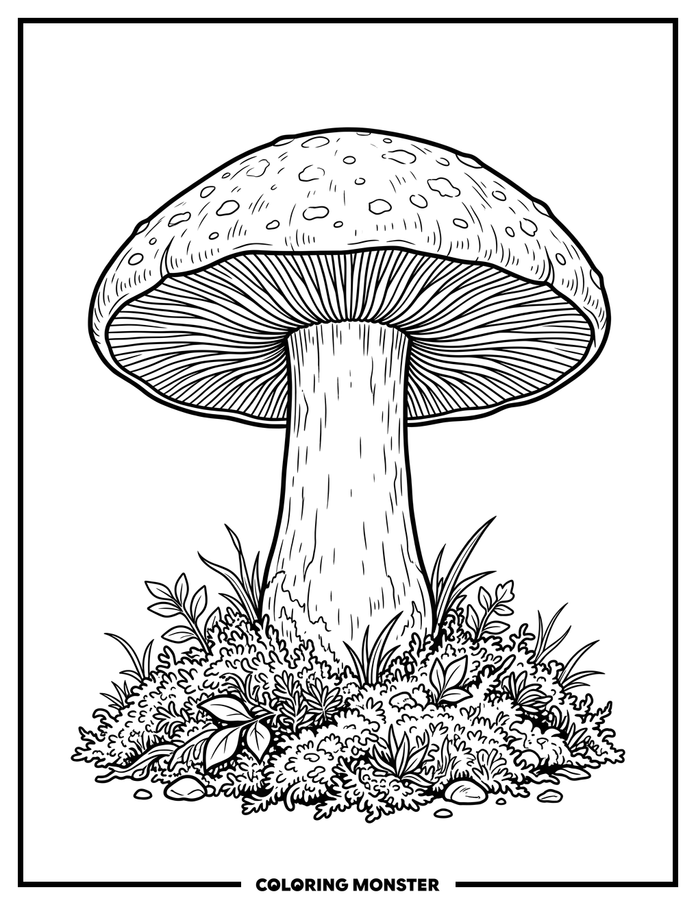 Mushroom With Visible Gills Coloring Page
