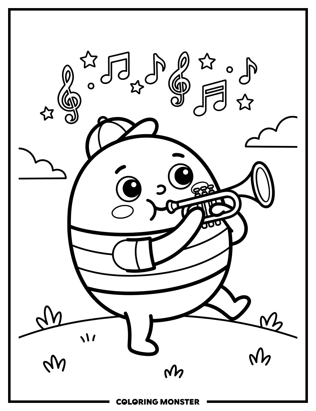 Musical Character Playing a Tune Coloring Page