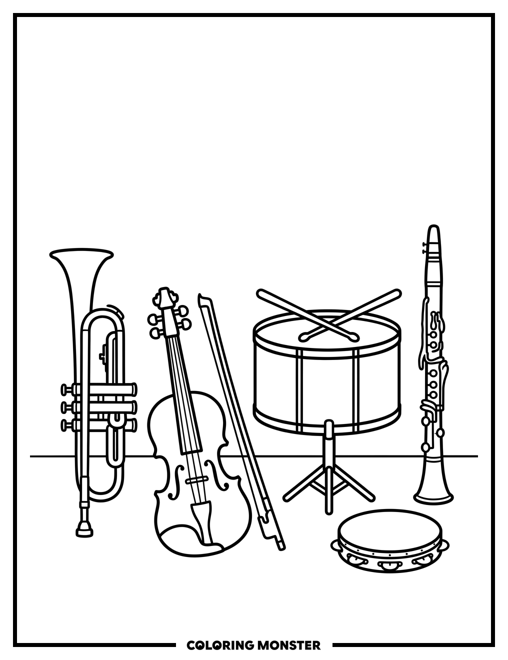 Musical Instruments Arrangement Coloring Page