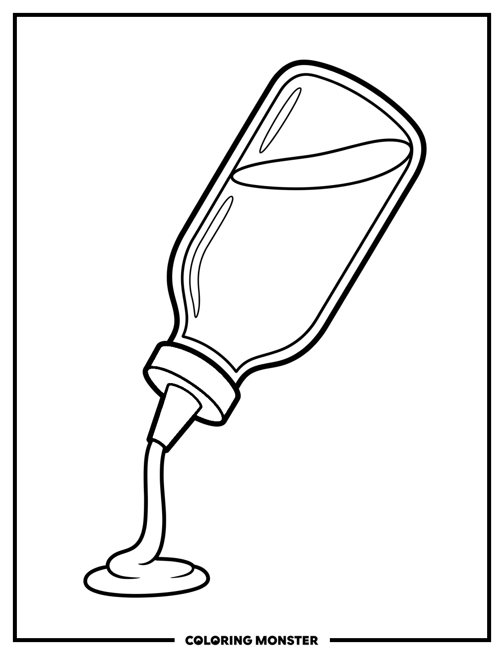 Mustard Bottle Pouring Yellow Sauce Coloring Page