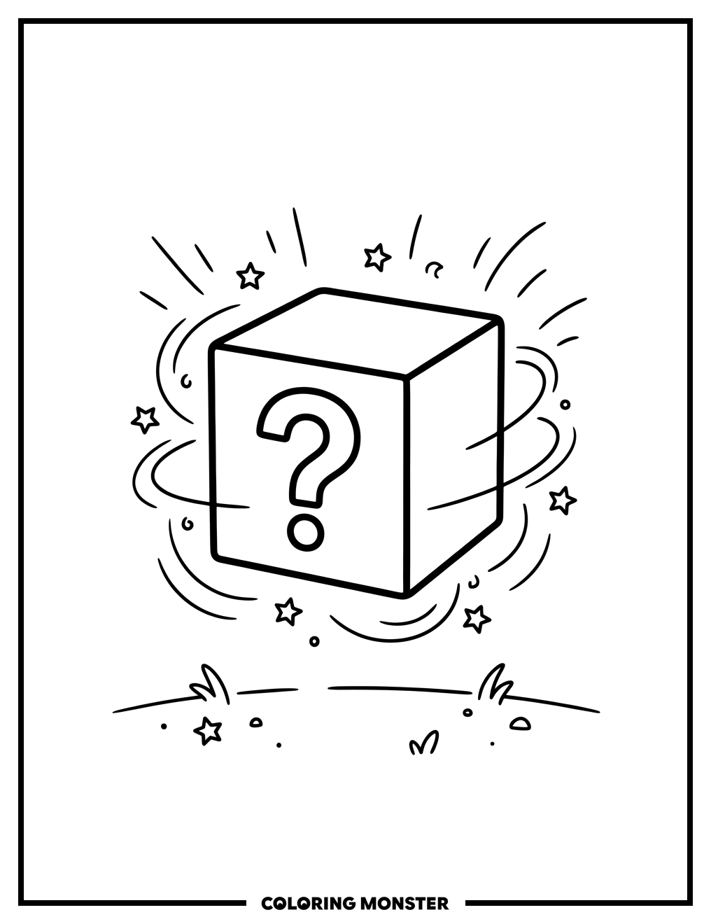 Mysterious Glowing Block Coloring Page