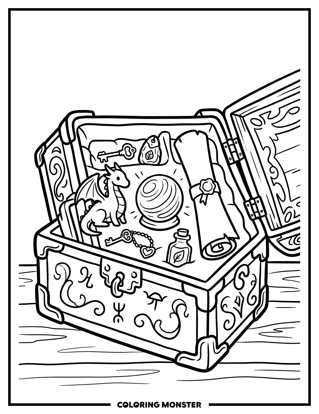 Mysterious Object Display Case Coloring Page