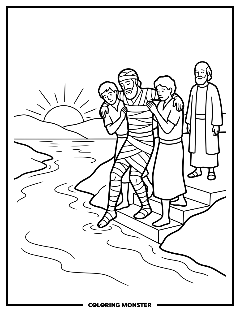 Naaman Washes in the Jordan River Coloring Page
